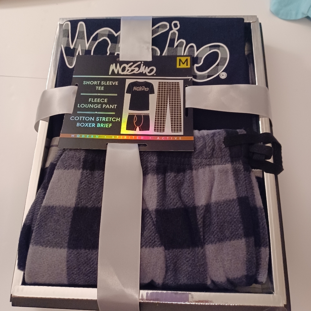 Mossimo Mens Medium New Black And Grey Lounge Set Pants Tee And Boxers